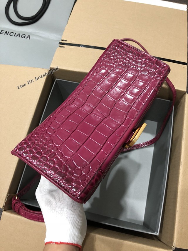 Balenciaga專櫃爆款大號手提女包 巴黎世家升級版鱷魚櫻桃紅金扣Hourglass沙漏包 fyj1644